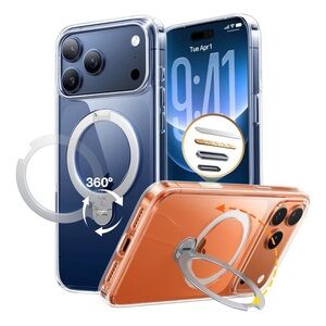 TORRAS Q3 Spin Case for iPhone 17 Pro Case, 360 Magnetic Stand Clear